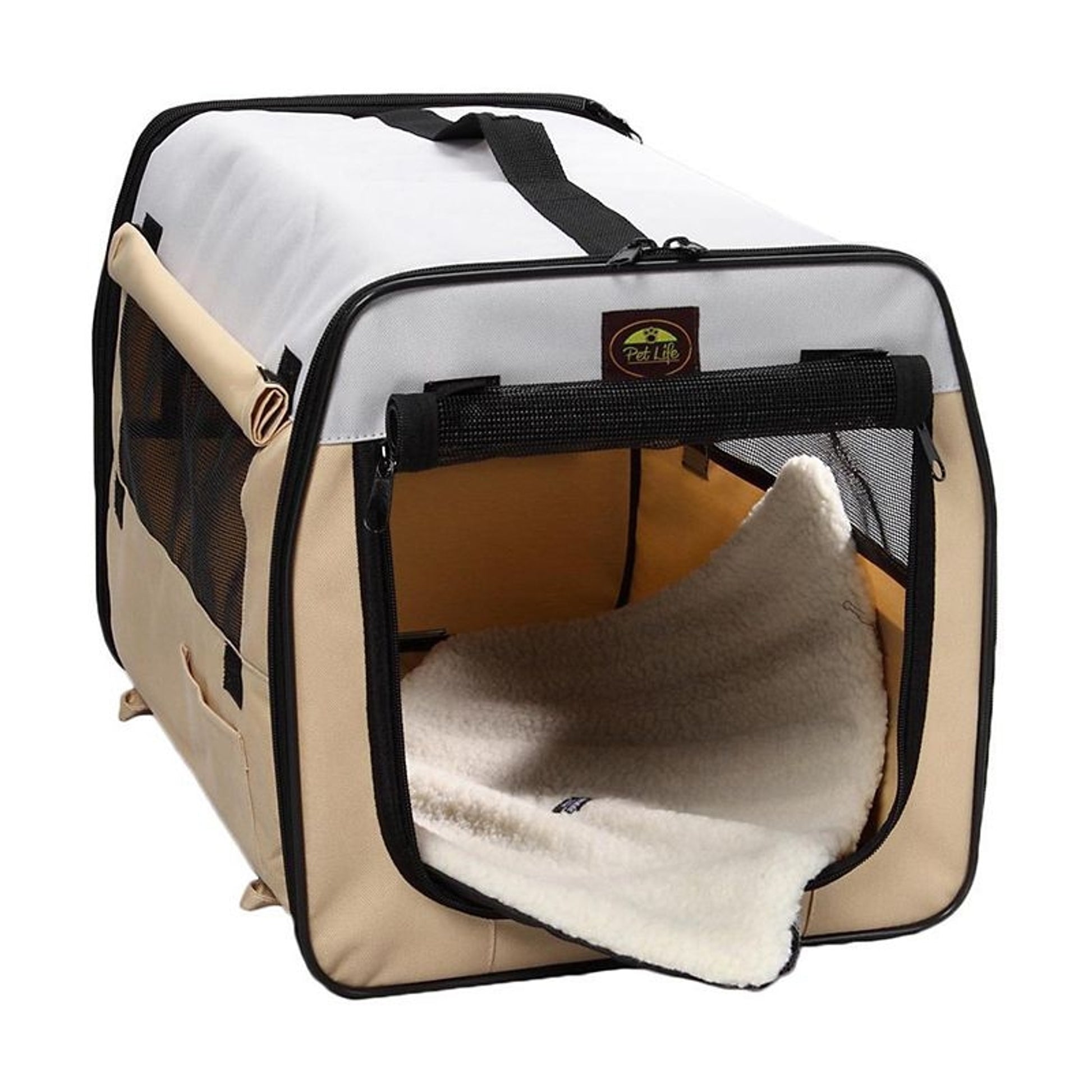 Pet Life Khaki Collapsible Easy House Carrier