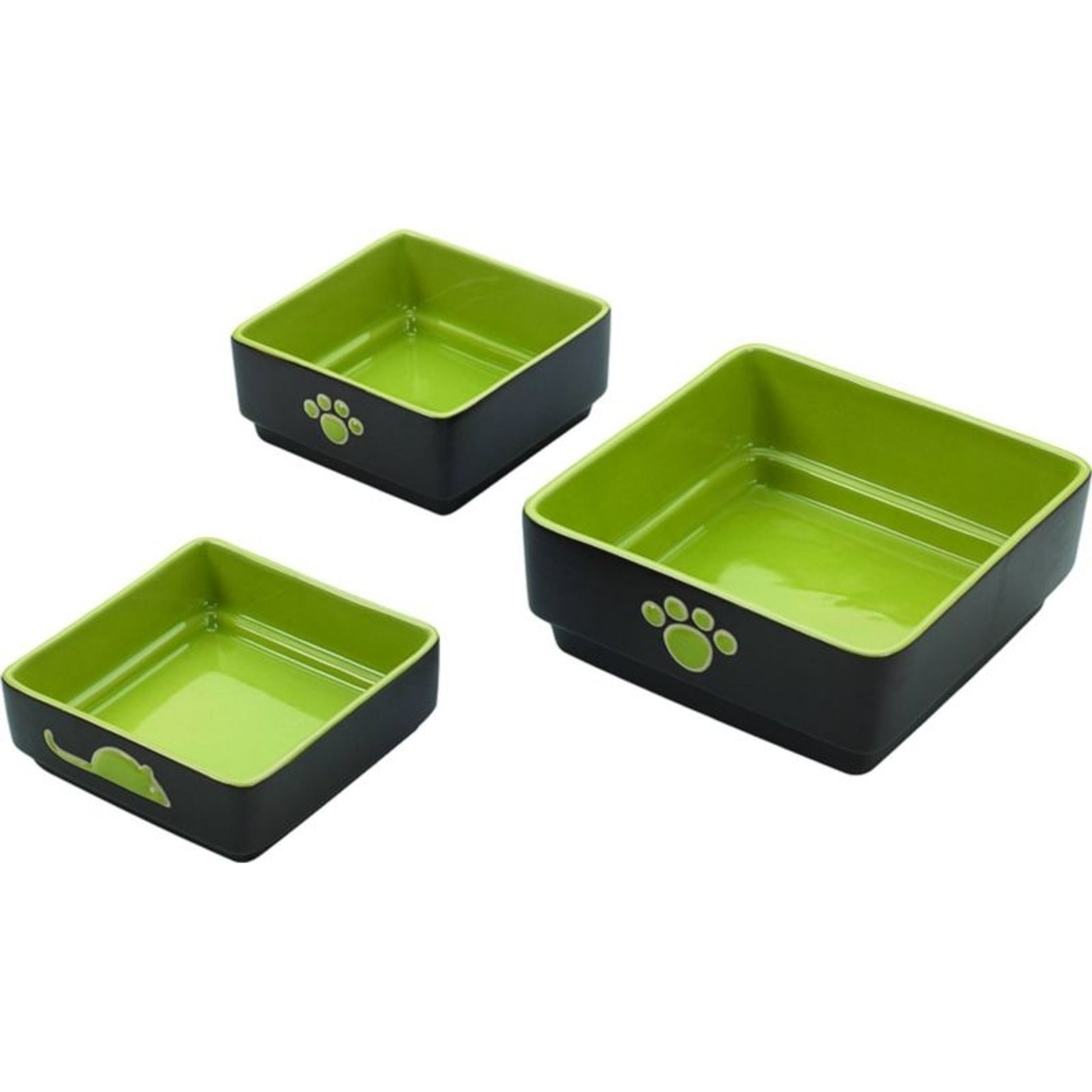 SPOT Four Square Stoneware Dog Dish