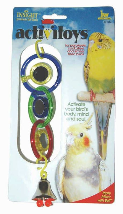 JW Pet Activitoy Triple Mirror with Bell Bird Toy