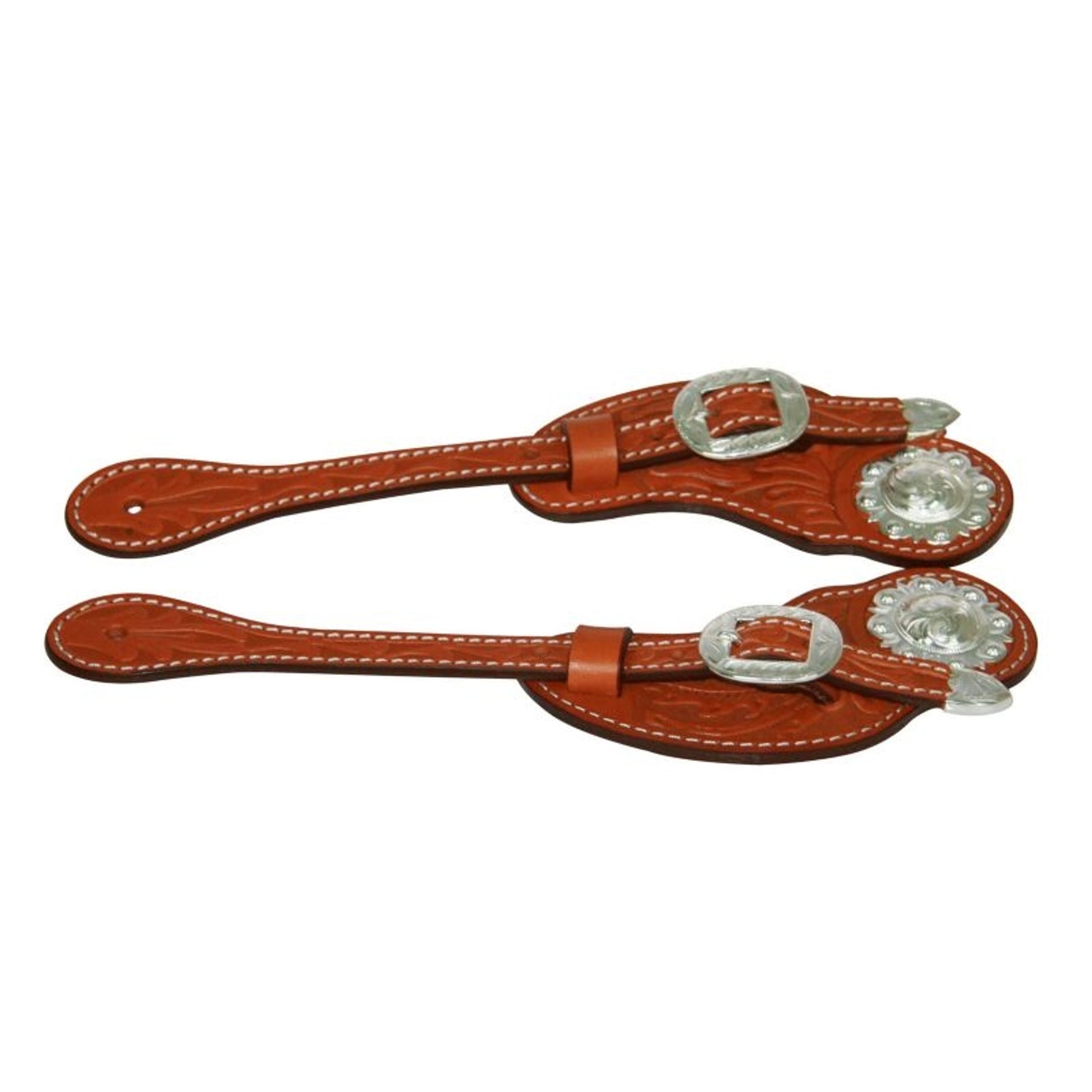Western Oak Tooled Cowboy Spur Straps