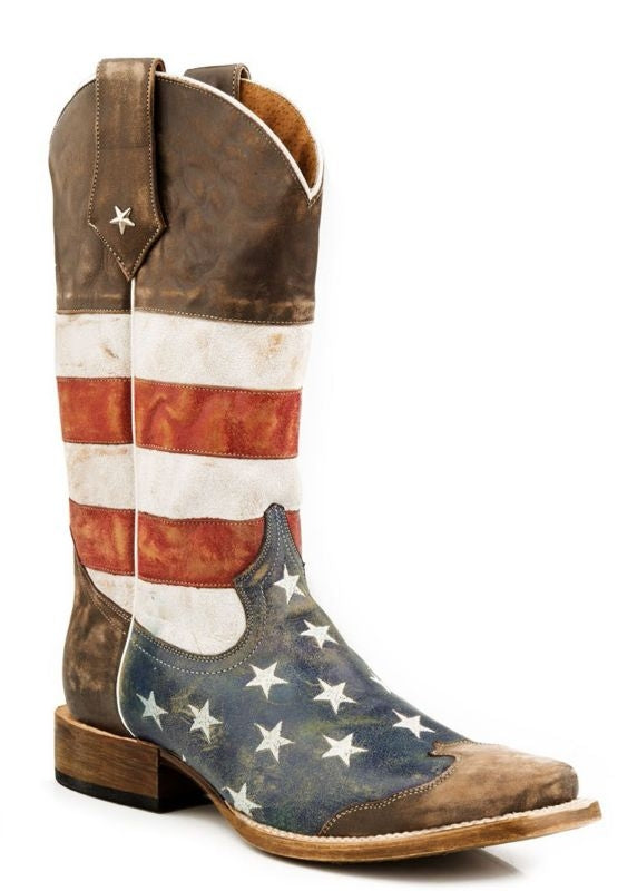 Roper Mens Square Toe American Flag Boot – Horse.com