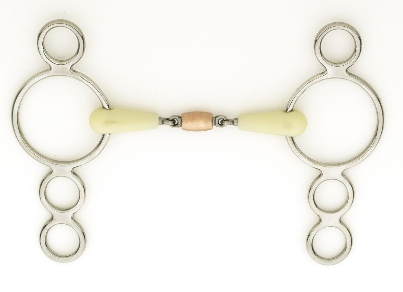 Happy Mouth Copper Roller 3 Ring Gag Bit