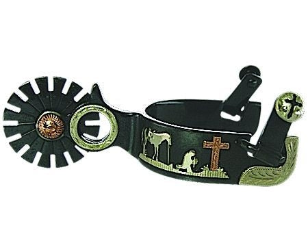 Western BS Praying Cowboy 16pt Mens Spurs