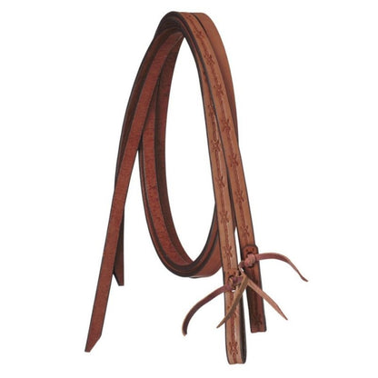 Silver Royal Barbwire Tooled Split Reins