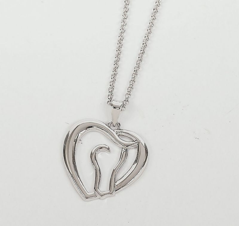 Horse Head Heart Necklace