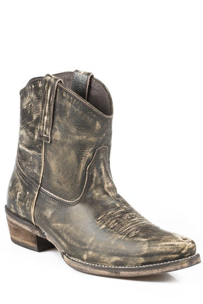 Roper Ladies Snip Toe Short Leather Brn Boots