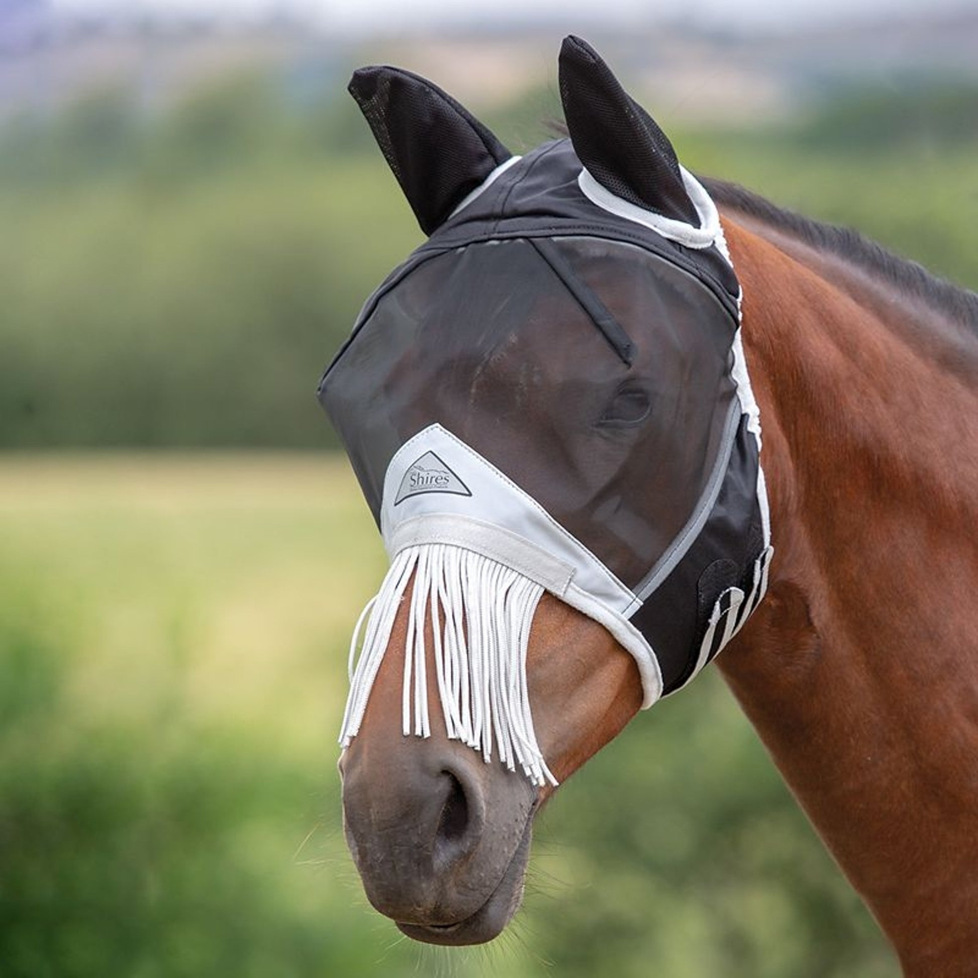 Shires FlyGuard Pro Fine Mesh Fly Mask with Ears & Nose Fringe