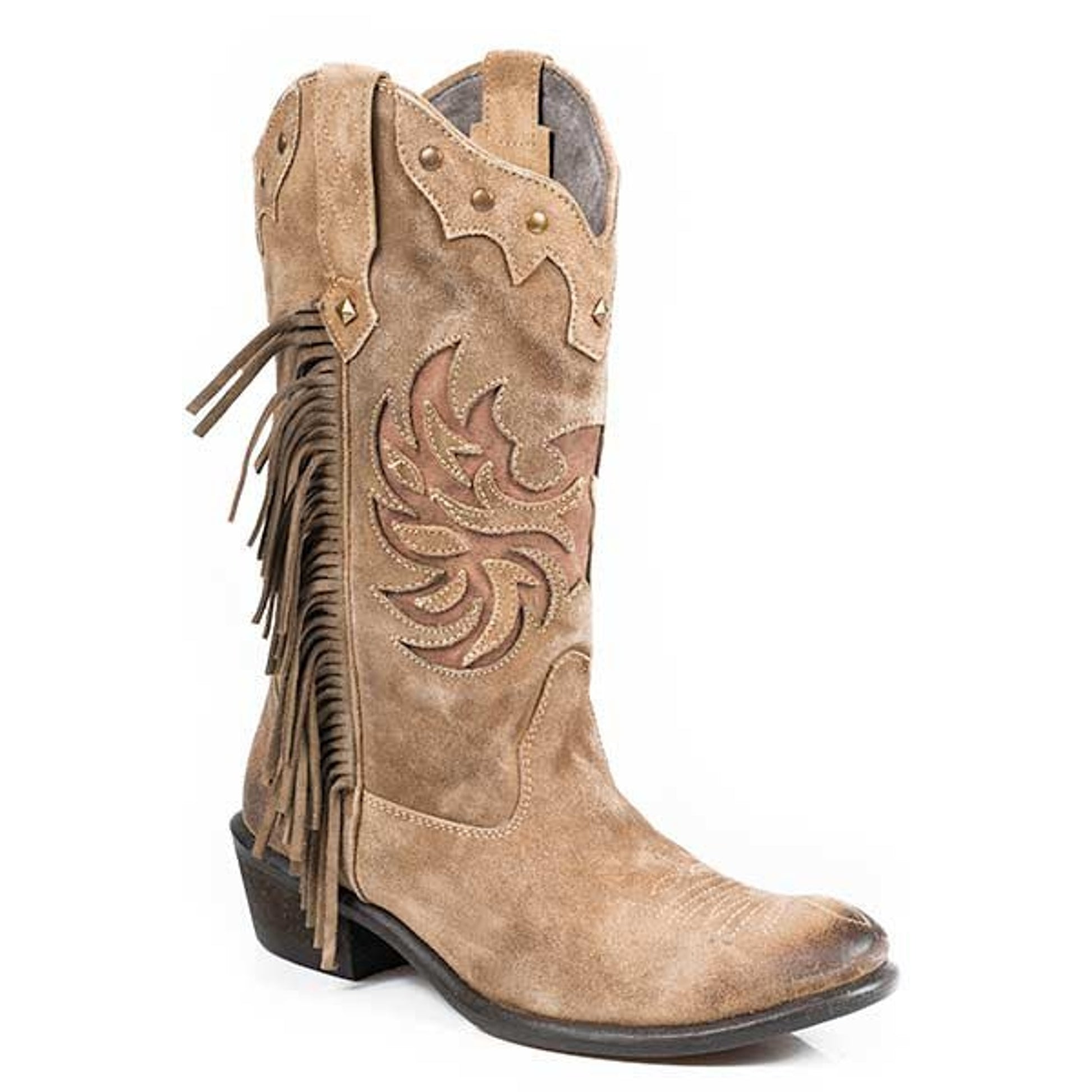 Roper Ladies Fringes Round Toe Tan Boots