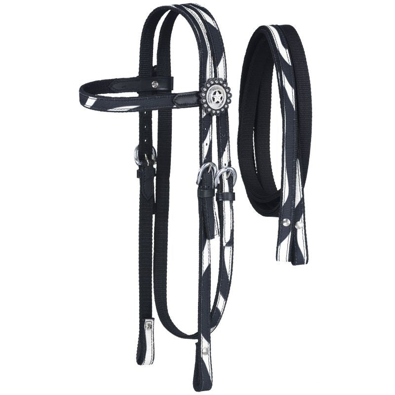 Tough1 Eclipse Fun Zebra Headstall with Reins
