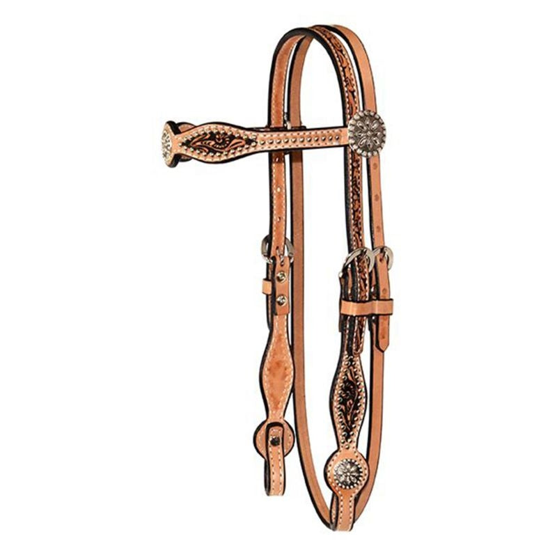 Circle Y 5/8in Gag Cheek Antique Concho Headstall