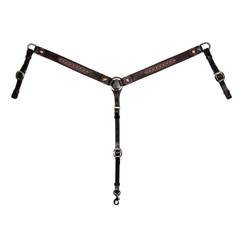 Circle Y Beaded Inlay Copper Breast Collar