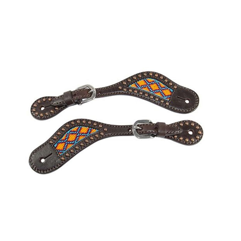 Circle Y Beaded Inlay Copper Spur Straps
