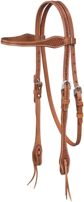 Tough1 Basket Stamped Cowhide Tapered Headstall