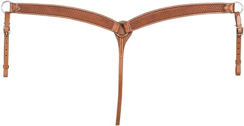 Tough 1 Basket Stamped Cowhide Curved Breastcollar For Horses – Premium Leather, Fully Adjustable, Stainless Steel Hardware