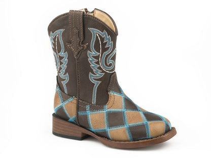 Roper Toddler Bird Blocks Square Toe Boots