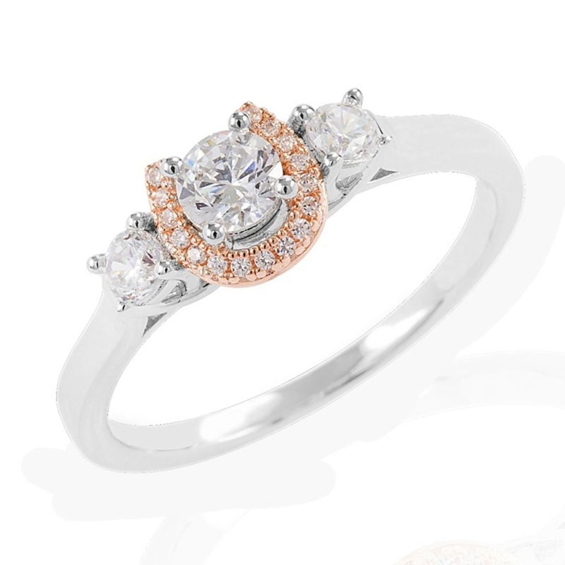 Kelly Herd Small Three Stone Rose Horseshoe Ring