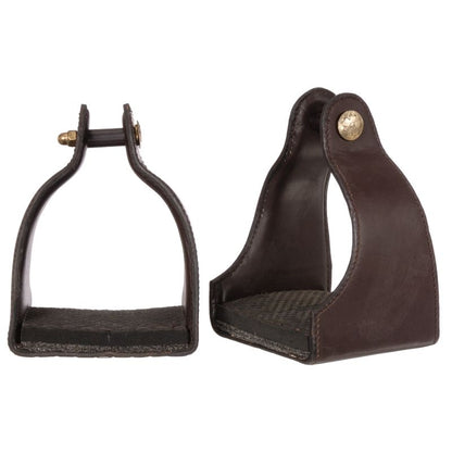 Tough1 Leather Covered Padded Endurance Stirrups