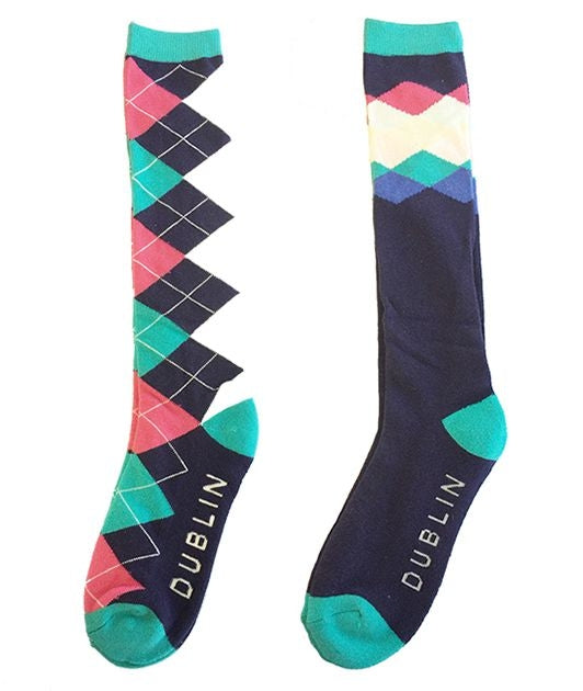 FREE Dublin Navy/Pink/Teal Argyle Socks