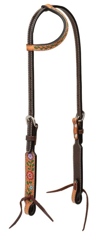 Weaver Turq Cross Floral Vine Slide Ear Headstall