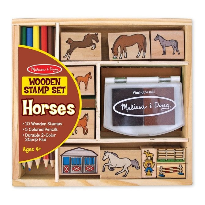Melissa and Doug 16 Piece Horses Wooden Stamp Set