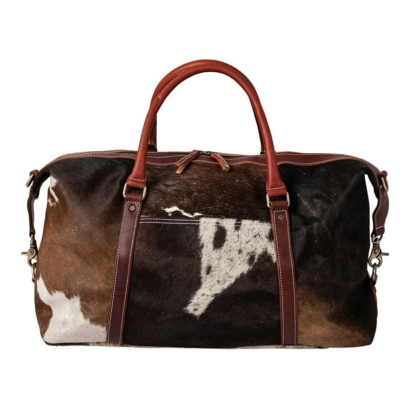 Huntley Cowhide Leather Travel Duffle Bag LG Brown
