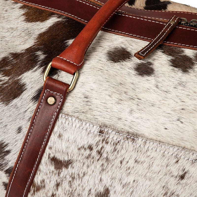 Huntley Cowhide Leather Travel Duffle Bag LG Brown