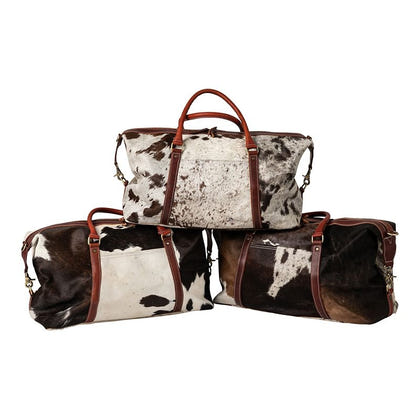 Huntley Cowhide Leather Travel Duffle Bag LG Brown