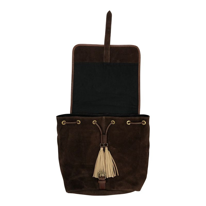 Huntley Cowhide Suede Designer Backpack Brown