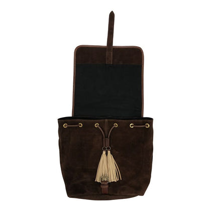 Huntley Cowhide Suede Designer Backpack Brown