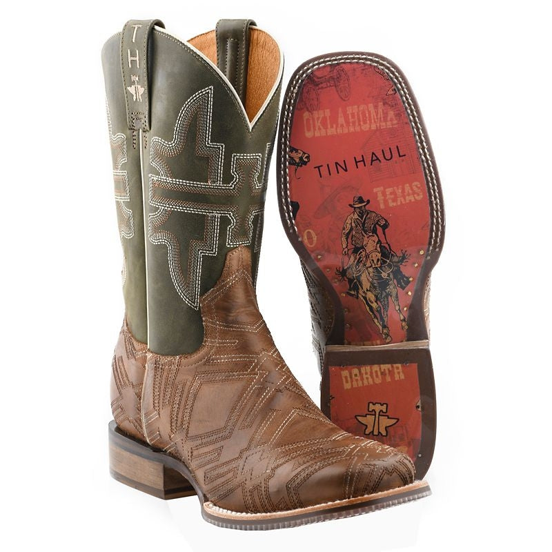 Tin Haul Mens Cowboy Sole Sq Toe Boots
