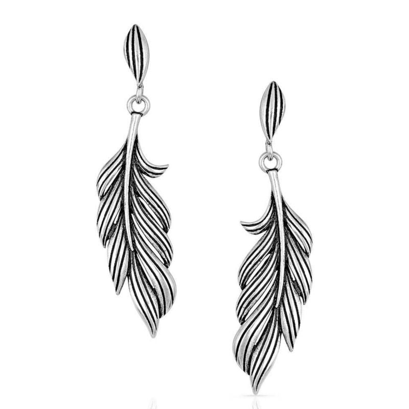 Montana SS Frayed Singleton Feather Earrings