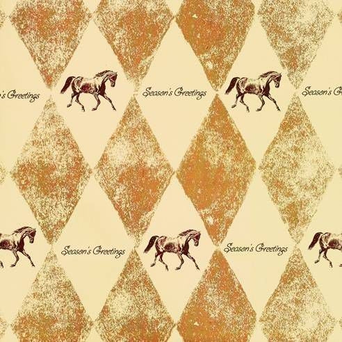 Holiday Harlequin Horses Gift Wrap Gold