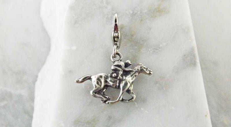 Barbary Thoroughbred Charm 1 5/8 X 1 Silver