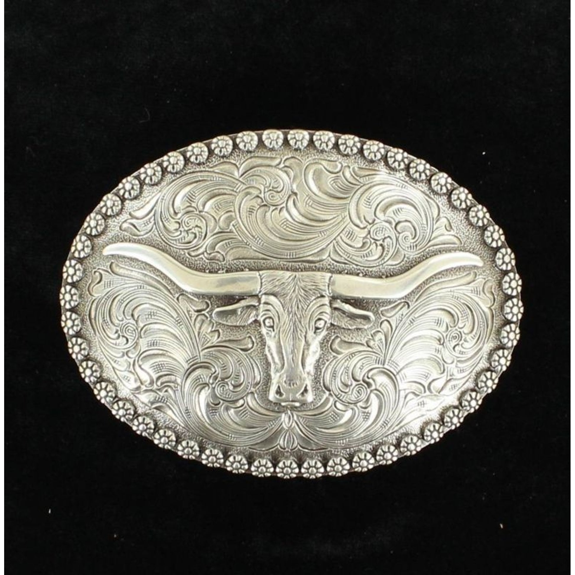 Nocona Men Berry Edge Nail Head Long Horn Buckle