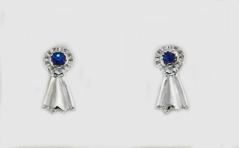 Finishing Touch Blue Ribbon Earrings Mini Silver