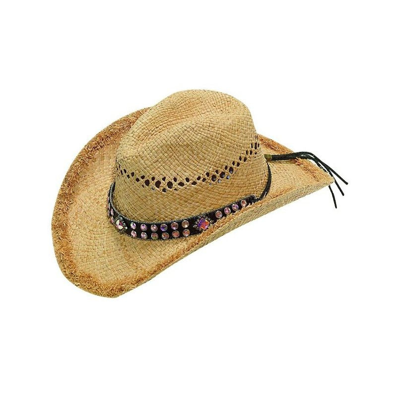 Blazin Roxx Raffia Hat with Crystal Diamond Band Lg