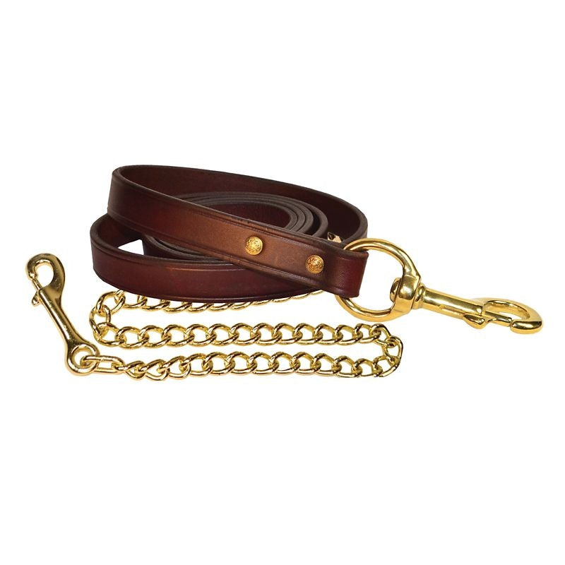Perris 7Ft Dual Leather Lead with Chain and Snap