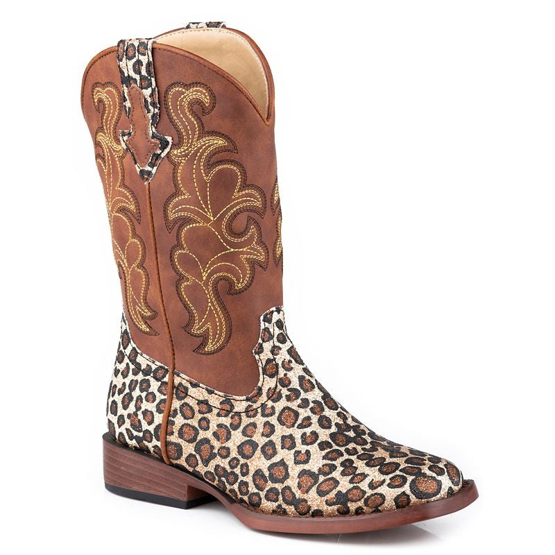 Roper Childs Glitter Wild Cat Sq Toe Boots