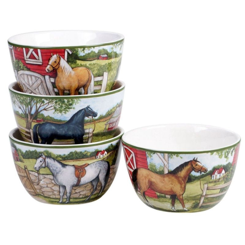 Summer Horse Dessert Bowls Set Of 4 5.25In