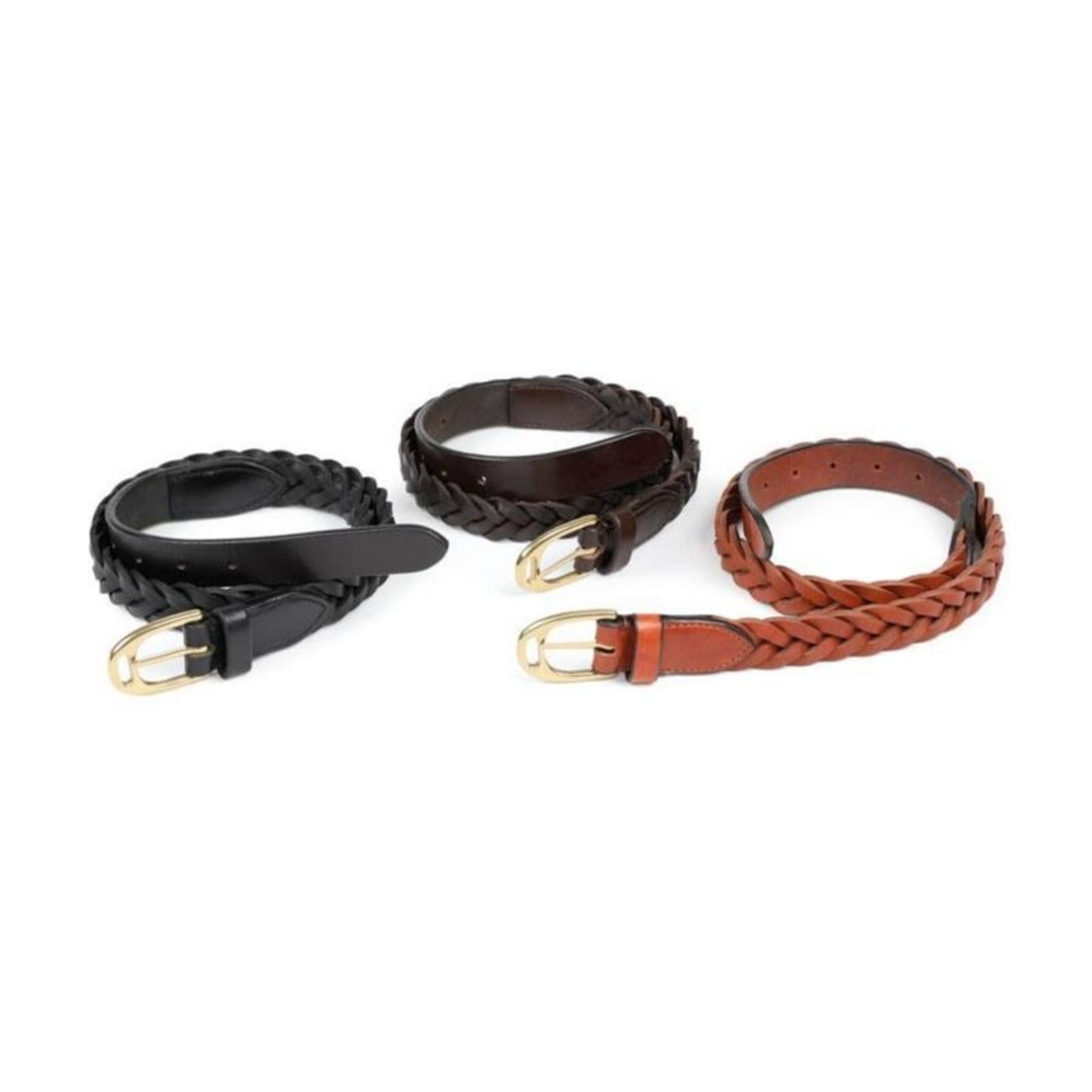 Aubrion Adt Plaited Leather Skinny Belt