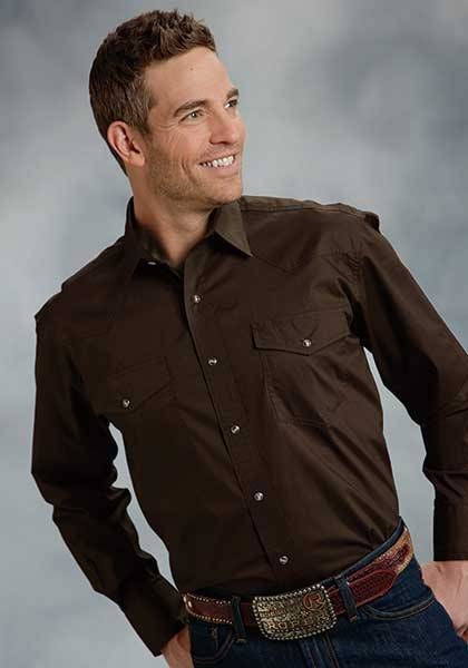 Roper Mens Poplin One Point Yoke LS Snap Shirt