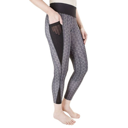 TuffRider Ladies Damask Tights XS Black/Charcoal
