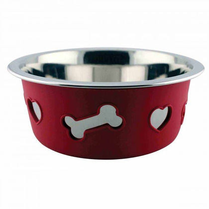 Weatherbeeta Non-Slip SS Silicone Bone Dog Bowl