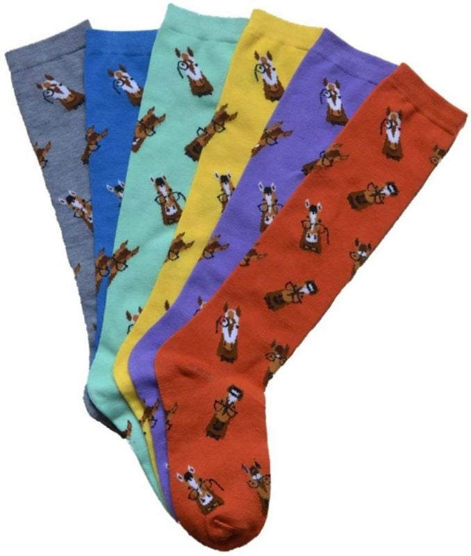 AWST Intl Ladies Knee Socks Horses with Spectacles