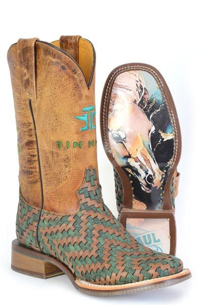 Tin Haul Ladies Horse Sole Sq Toe Boots