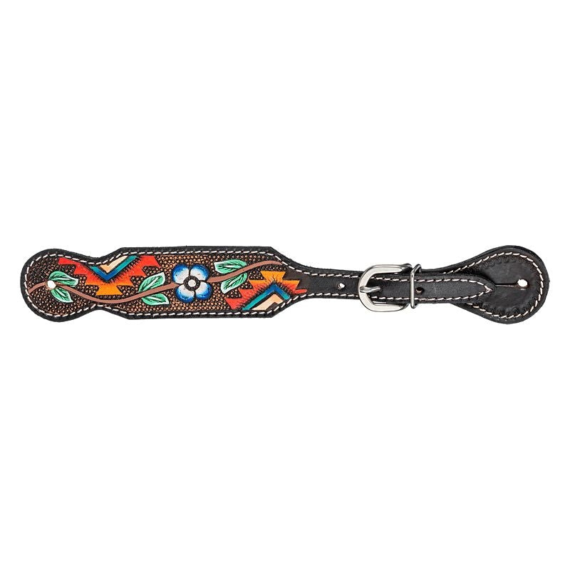 Aztec/Flower Spur Straps Dark Oil