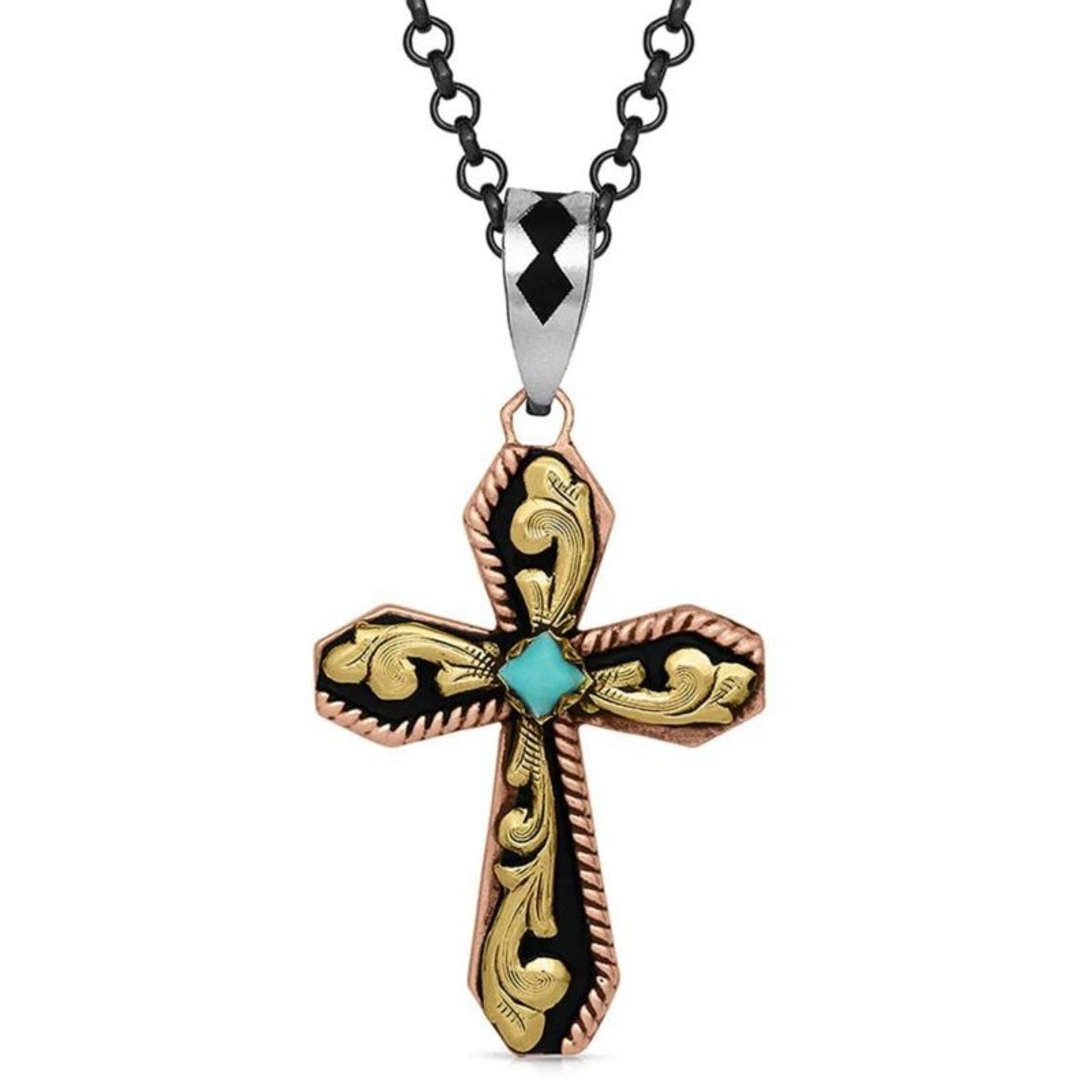 Montana Silversmiths Tri Tone Cross Necklace