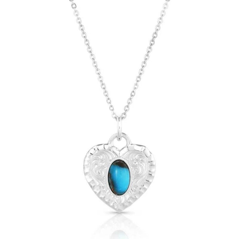 Montana Silversmiths Chiseled Heart Turq Necklace