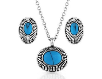 Montana Silversmiths Turq Cameo Jewelry Set 19In
