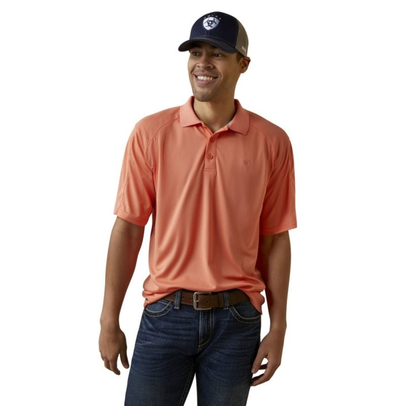 Ariat Mens Ac Polo Shirt Peach Echo X Large